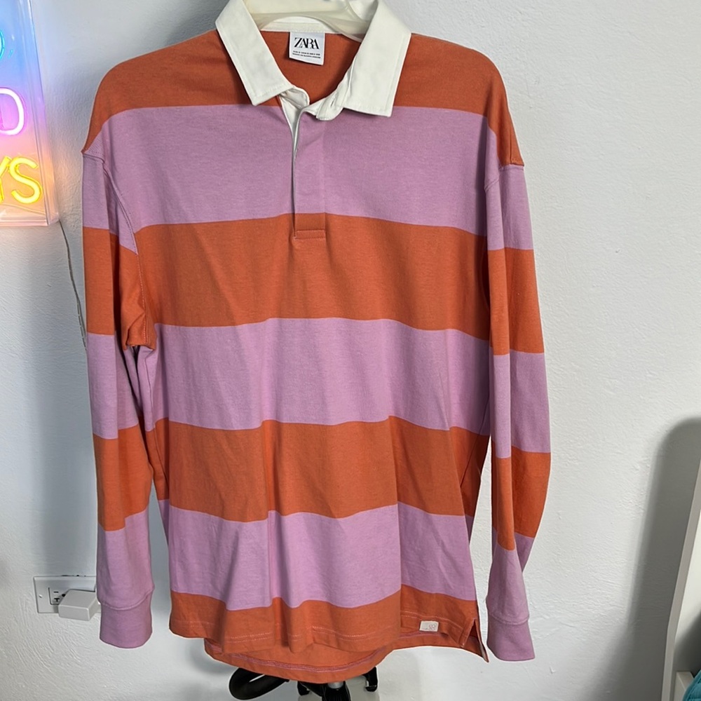 Zara Long Sleeve Strip Shirt S